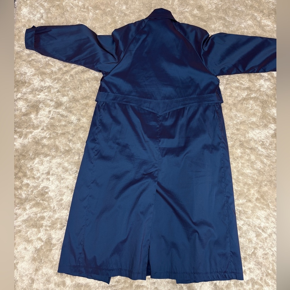 Women's Unique Metallic Blue Rainy Day Trench Coat -Size 10-Vintage 90s - Picture 2 of 12